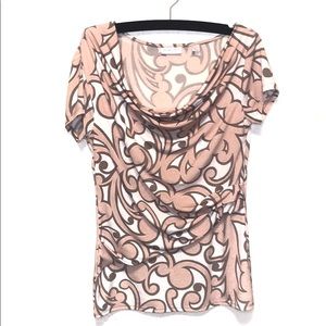 New York & Company Stretch Blouse Pink White Small